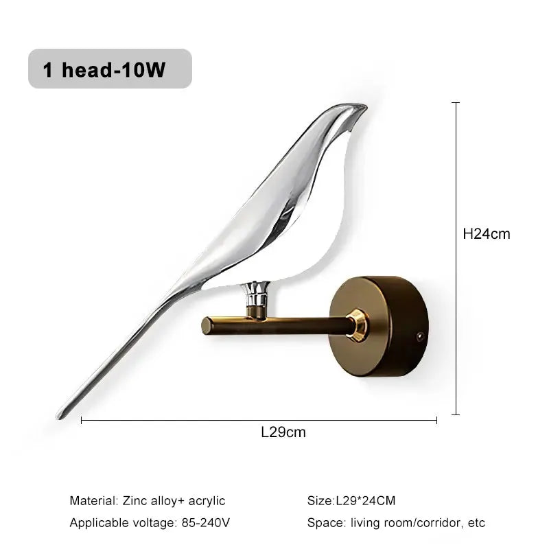 Nordic LED Golden Bird Wall Lamp
