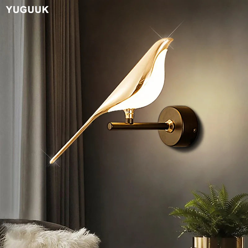 Nordic LED Golden Bird Wall Lamp